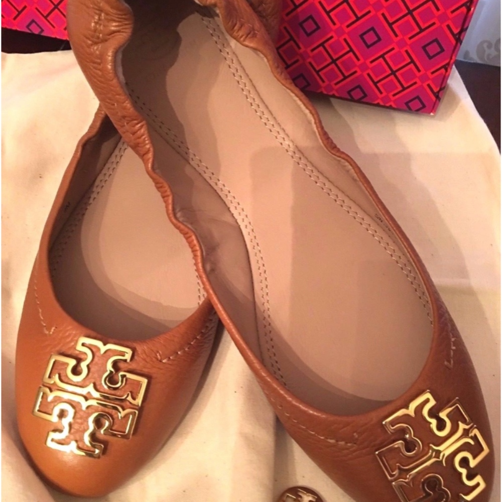 Tory Burch Melinda ballet Flat Leather brown tan